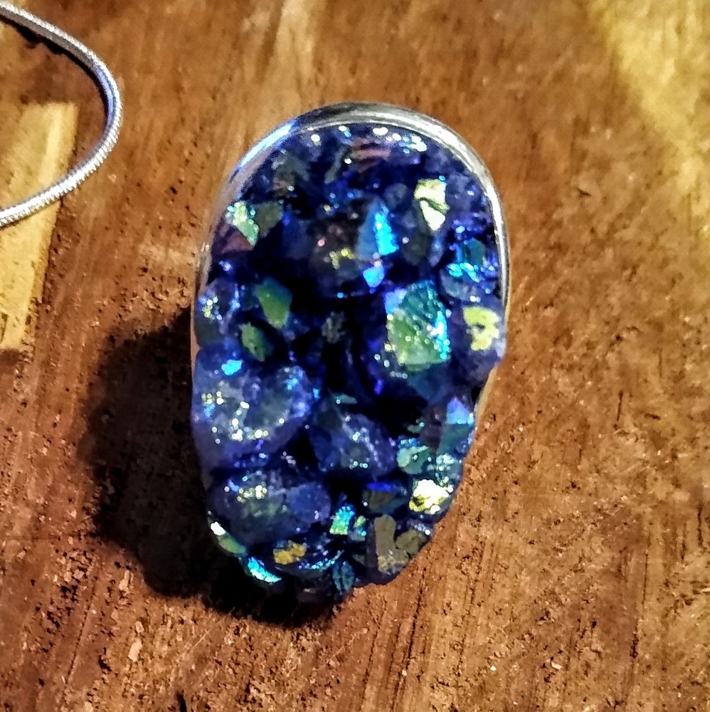 NATURAL AGATE BLUES Chip RING